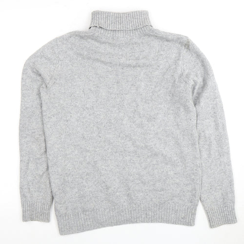 Dressmann Grey Wool Roll Neck Jumper M Unisex