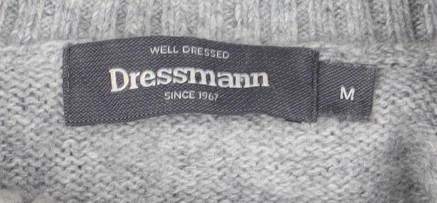 Dressmann Grey Wool Roll Neck Jumper M Unisex