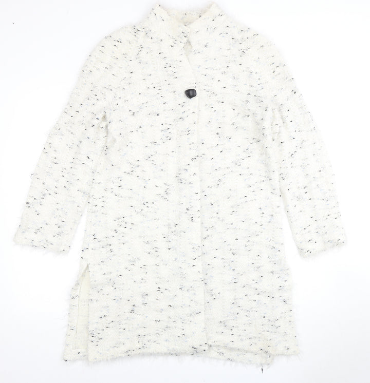 Emme Women's White Cardigan, Size 10, Polyamide/Wool Blend