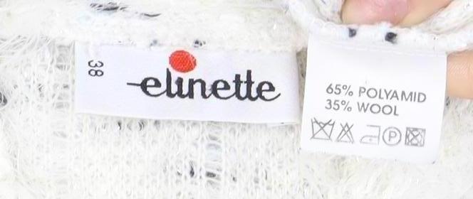 Emme Women's White Cardigan, Size 10, Polyamide/Wool Blend