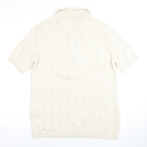 Damart Women's Beige Collared Button Jumper M