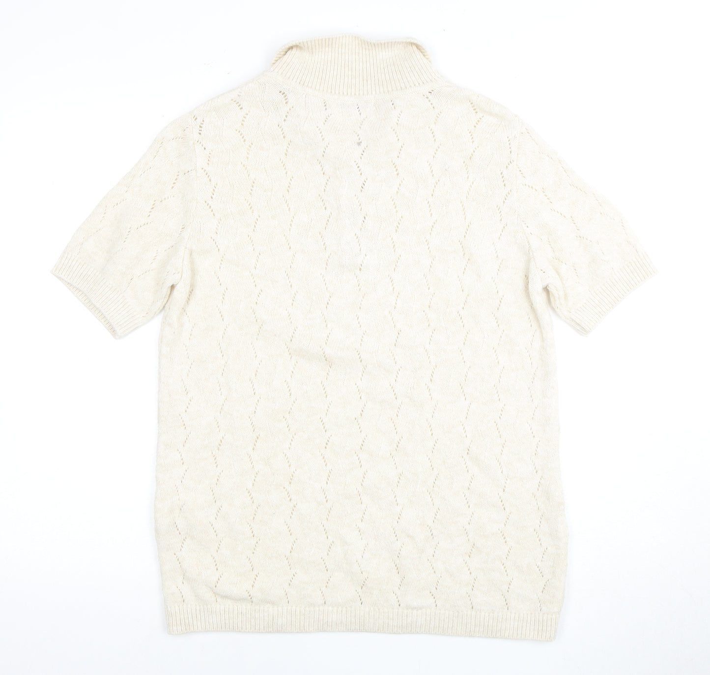 Damart Women's Beige Collared Button Jumper M