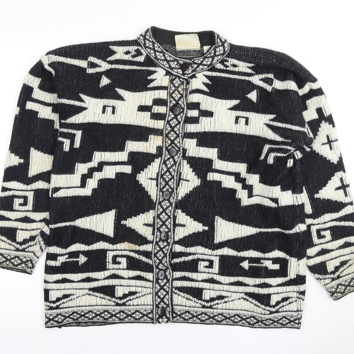 Midnight Blues Women's Black Cardigan Aztec S