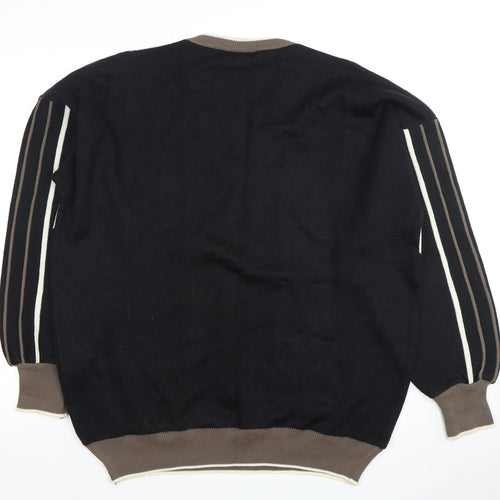 Gabicci Men's Black Knit Jumper 4XL V-Neck Pullover