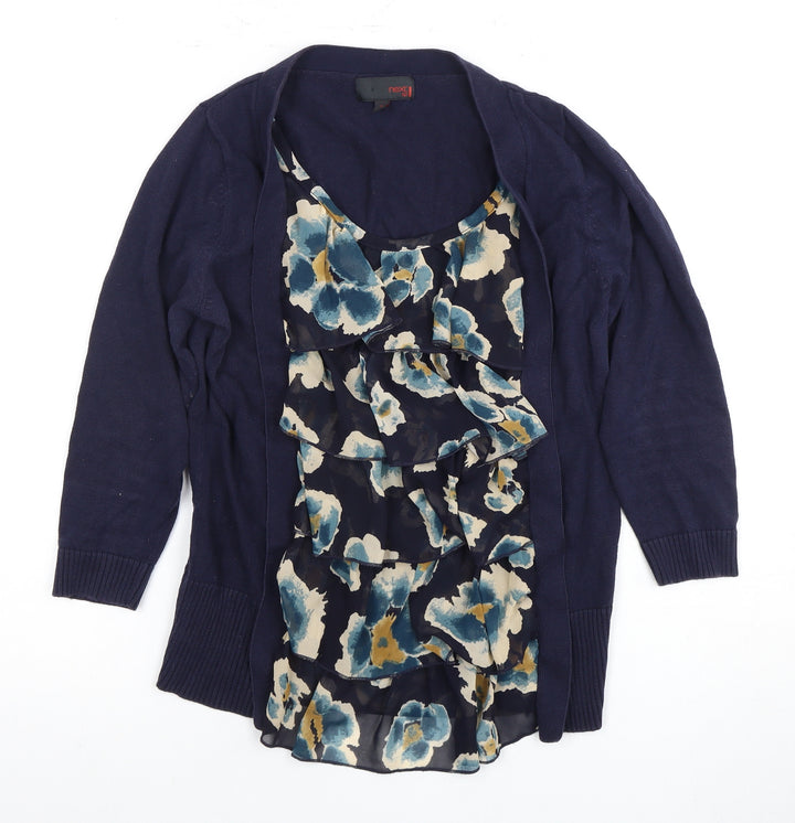 Next Women's Blue Floral Long Sleeve Tunic Blouse
