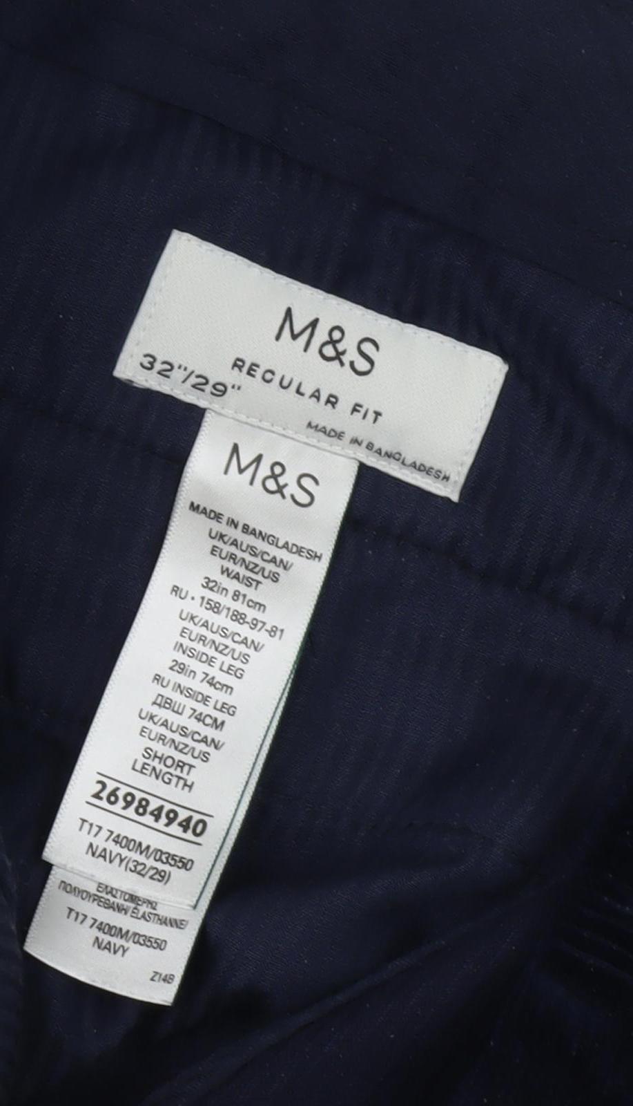 Marks and Spencer Men's Black Corduroy Trousers 32