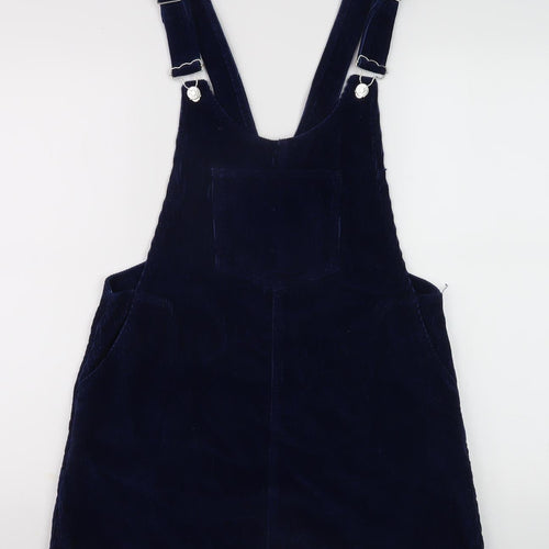 Zara Women Blue Corduroy Pinafore Dress