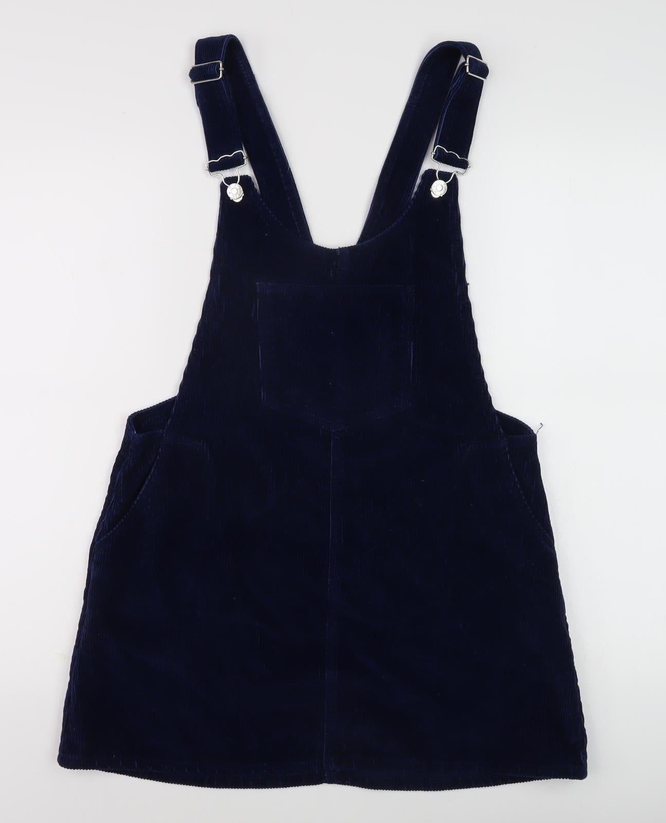 Zara Women Blue Corduroy Pinafore Dress