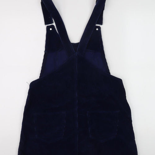 Zara Women Blue Corduroy Pinafore Dress