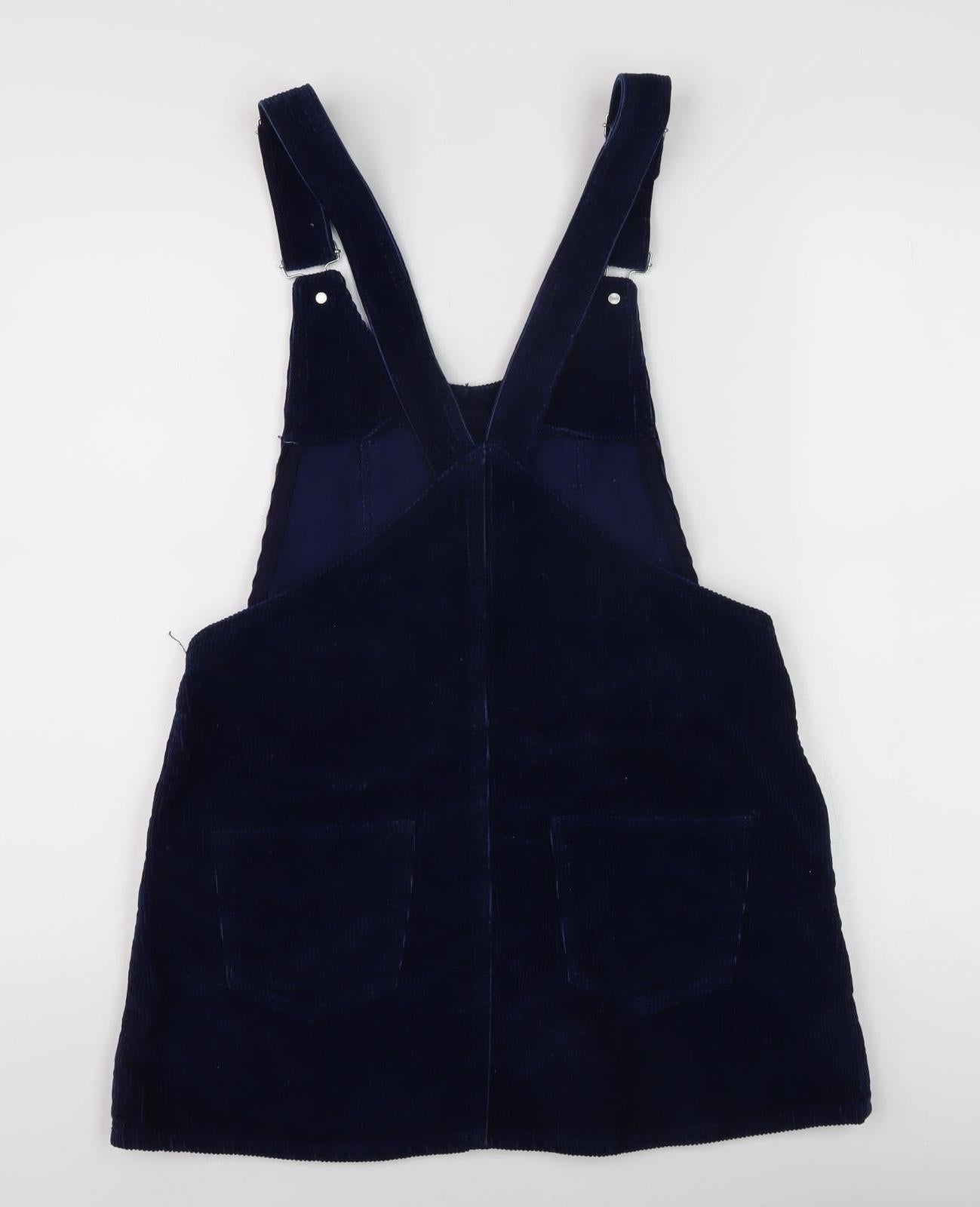 Zara Women Blue Corduroy Pinafore Dress