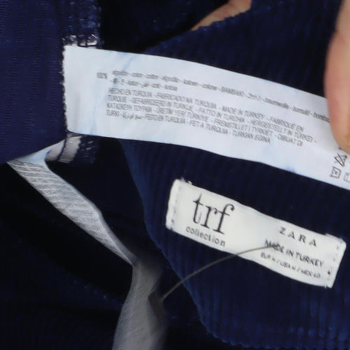 Zara Women Blue Corduroy Pinafore Dress