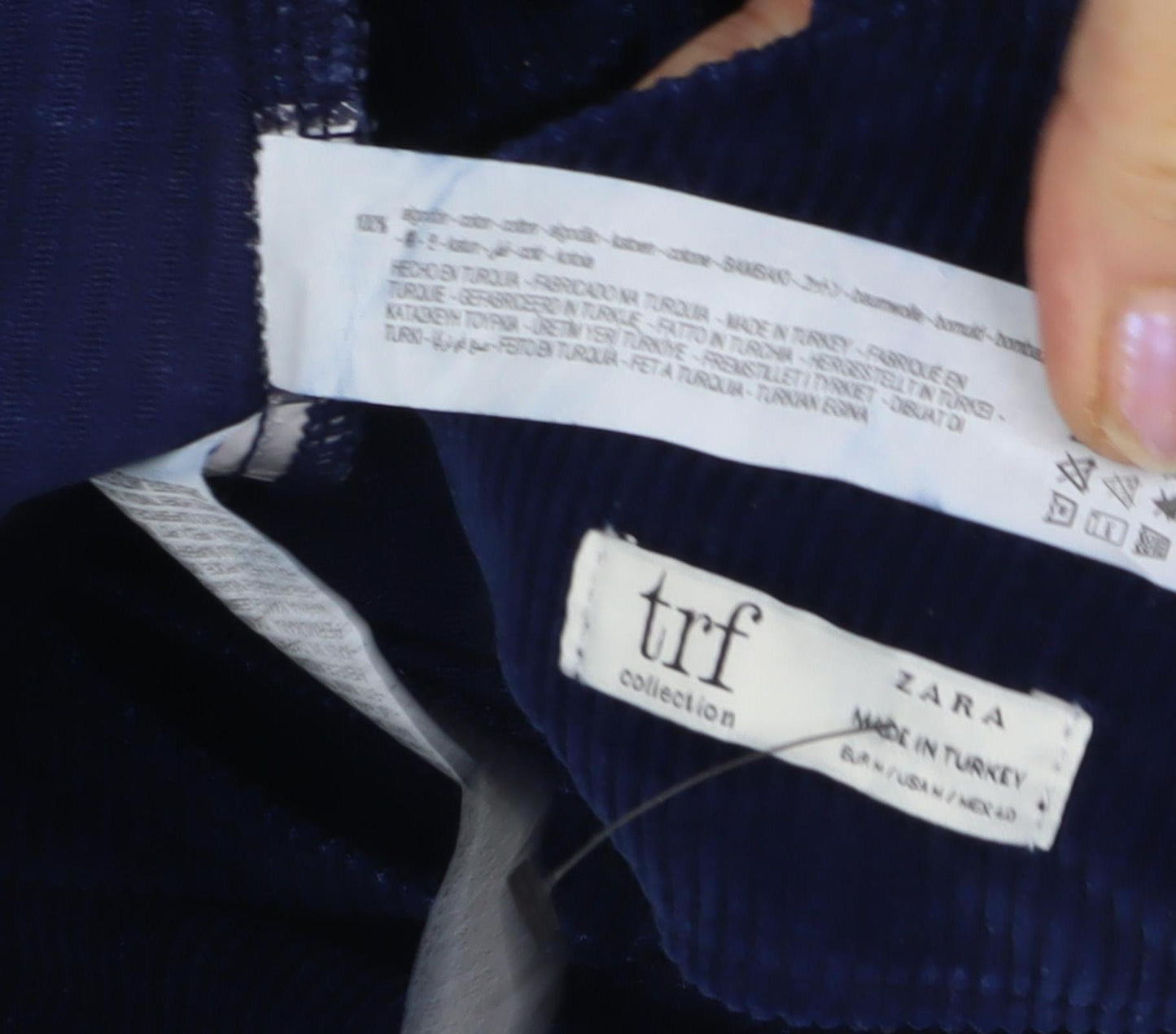 Zara Women Blue Corduroy Pinafore Dress