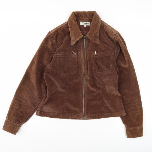 Moto Women's Brown Corduroy Jacket, Size 14, Casual Style