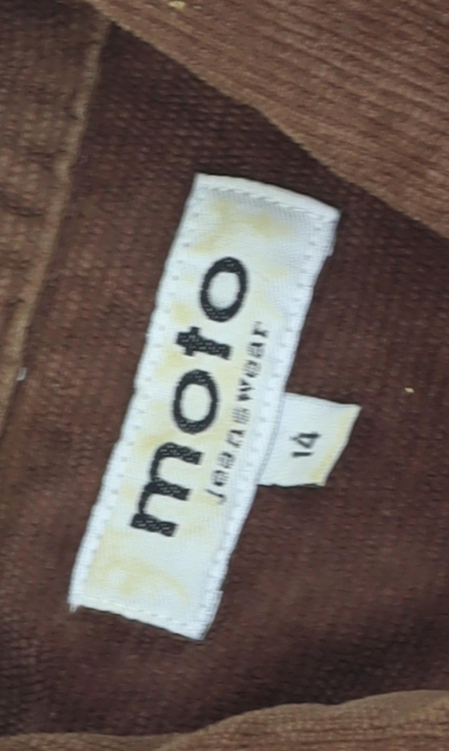 Moto Women's Brown Corduroy Jacket, Size 14, Casual Style