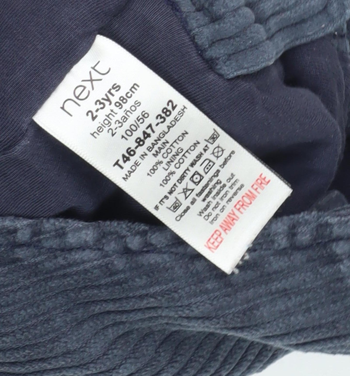Next Boys Blue Corduroy Dungaree, 2-3 Years, Casual Wear
