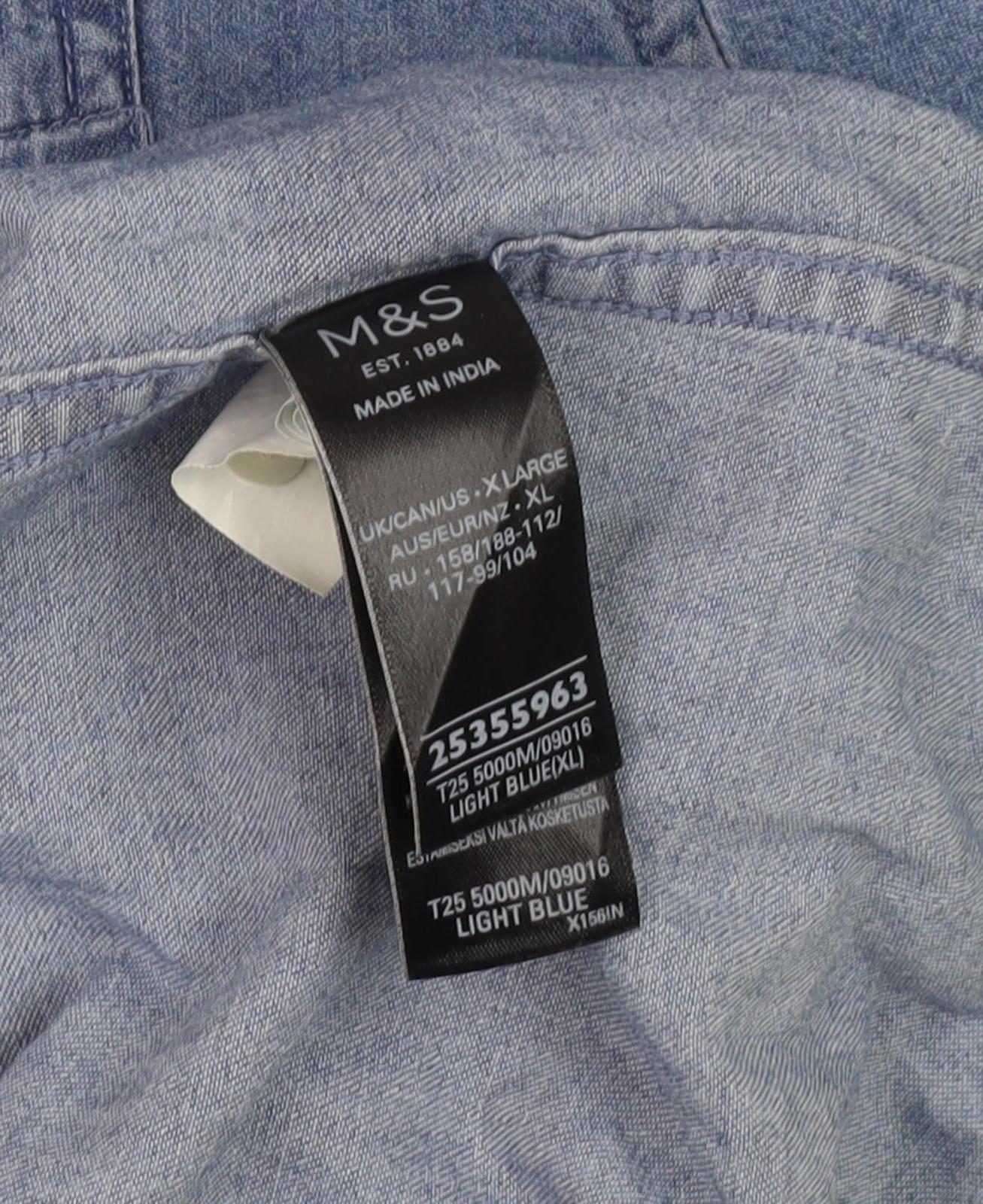 Marks and Spencer Men's Blue XL Button-Up Shirt