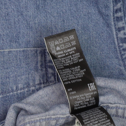Marks and Spencer Men's Blue XL Button-Up Shirt