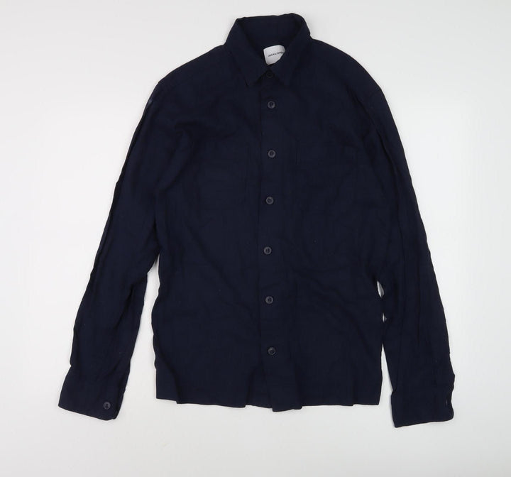 Jack & Jones Men's Blue Medium Casual Button-Up Shirt