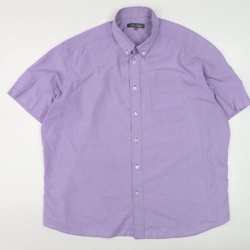 Marks and Spencer Men's Purple 2XL Button-Up Shirt