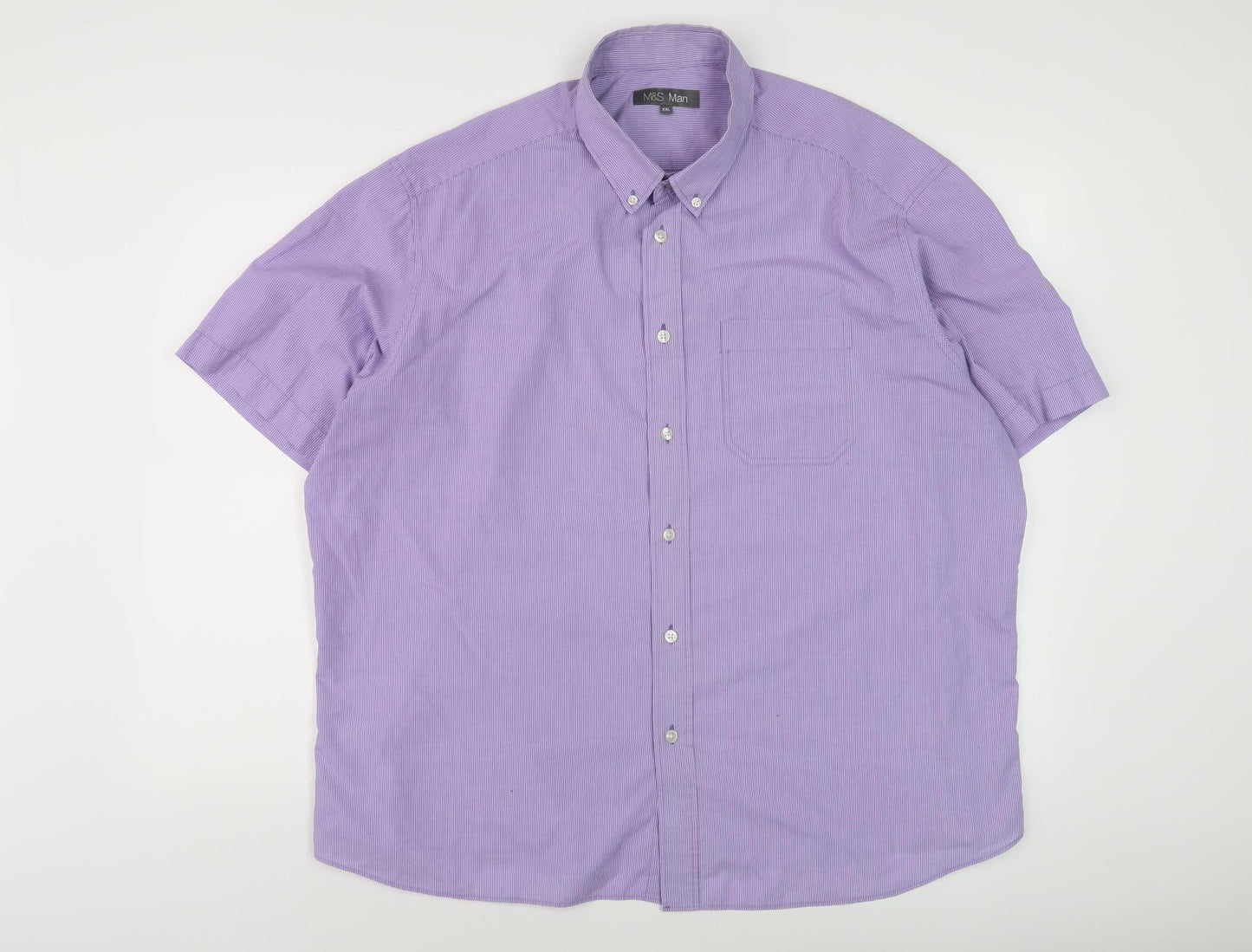 Marks and Spencer Men's Purple 2XL Button-Up Shirt