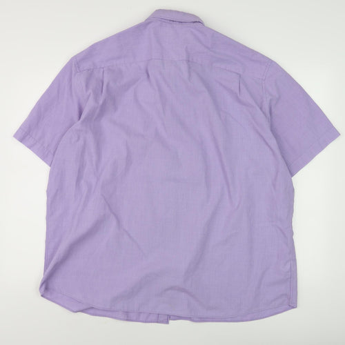 Marks and Spencer Men's Purple 2XL Button-Up Shirt
