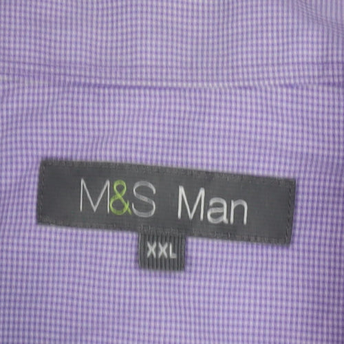 Marks and Spencer Men's Purple 2XL Button-Up Shirt
