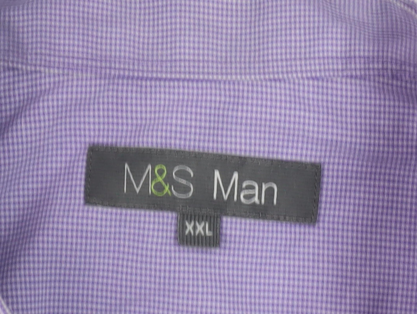 Marks and Spencer Men's Purple 2XL Button-Up Shirt
