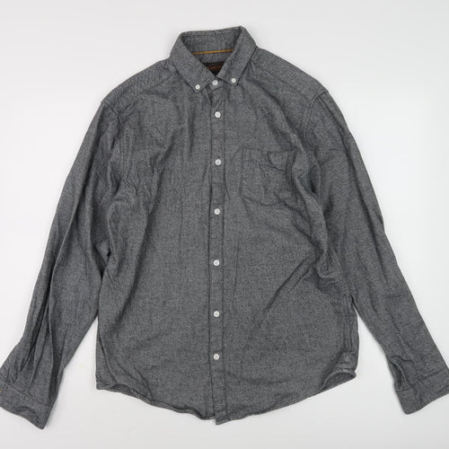 Fairlane & Sons Men's Grey Button-Up Shirt M