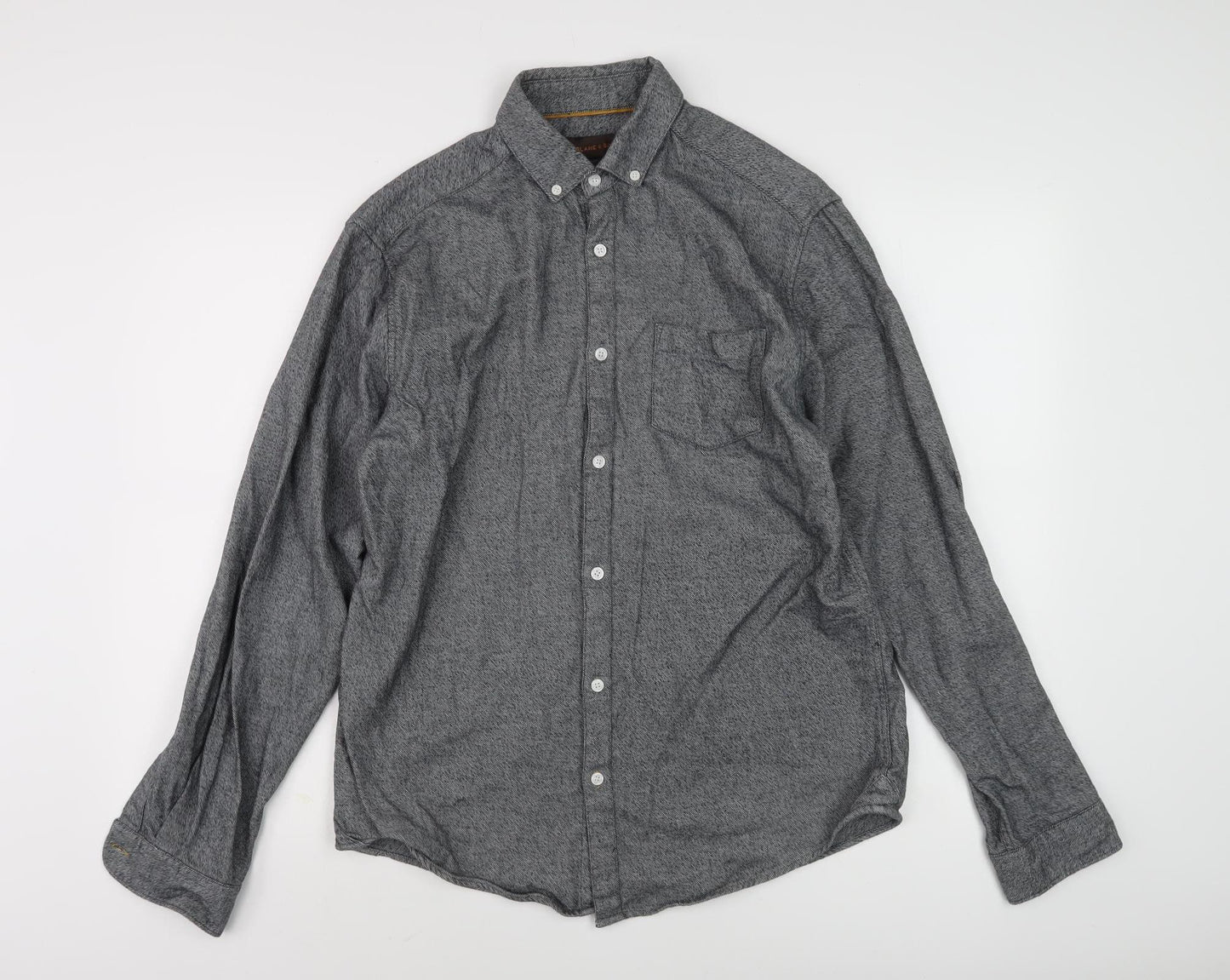 Fairlane & Sons Men's Grey Button-Up Shirt M
