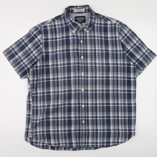 The New Ivy Brand Men's Blue Plaid Short Sleeve Shirt L