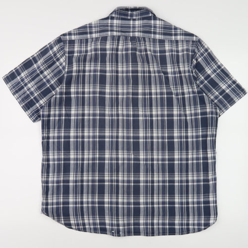 The New Ivy Brand Men's Blue Plaid Short Sleeve Shirt L