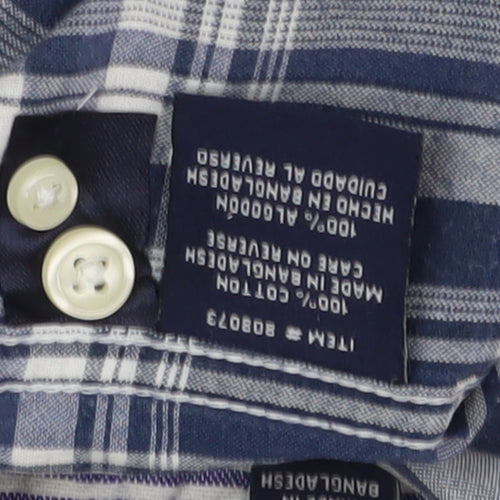 The New Ivy Brand Men's Blue Plaid Short Sleeve Shirt L