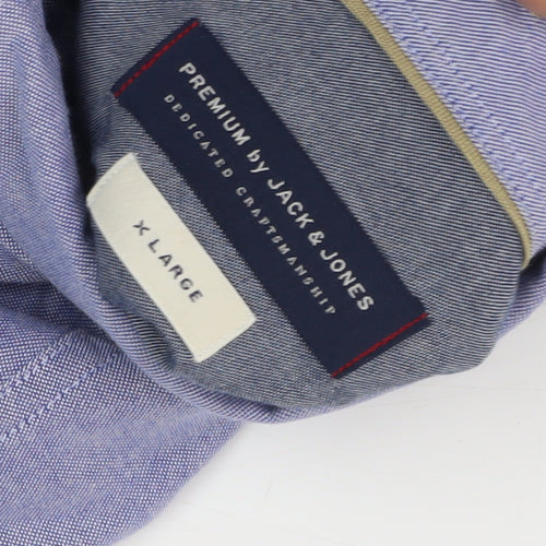 Jack & Jones Mens Blue XL Long Sleeve Button-Up Shirt