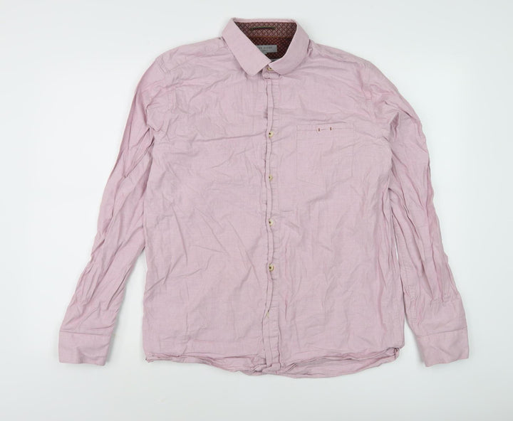 Ted Baker Men's Pink Long Sleeve Button-Up Shirt L