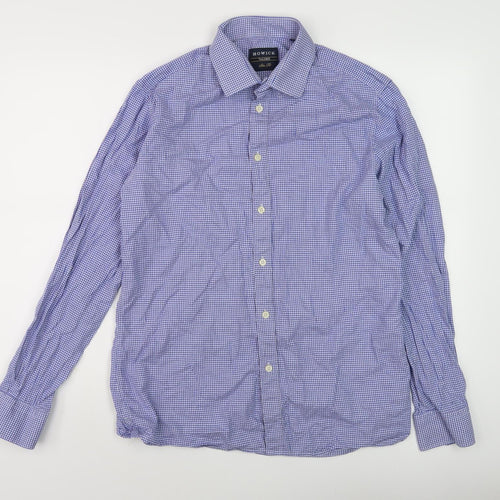 Howick Men's Slim Fit Blue Check Shirt Size 16