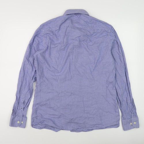 Howick Men's Slim Fit Blue Check Shirt Size 16