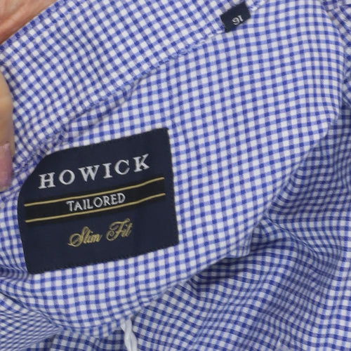 Howick Men's Slim Fit Blue Check Shirt Size 16