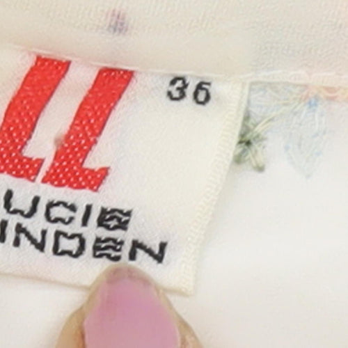 Lucie Linden Women's Ivory Floral Embroidered Blouse Size 8