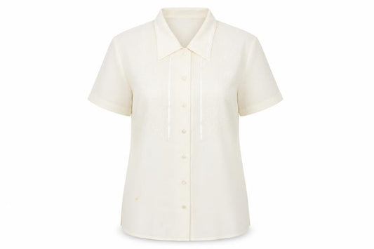 Front view of Marks & Spencer Ivory Collared Button-Up Shirt