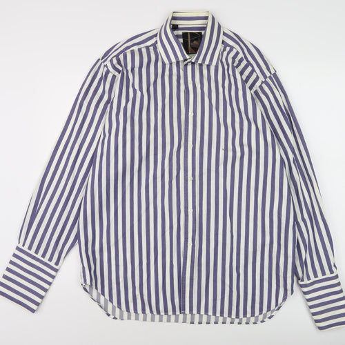 Chester Barrie Men's Striped Dress Shirt, 16.5, Purple