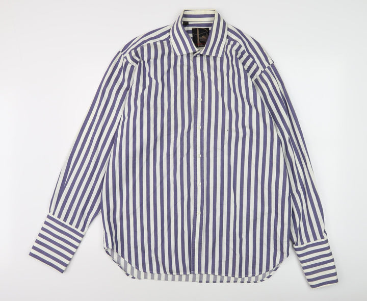 Chester Barrie Men's Striped Dress Shirt, 16.5, Purple