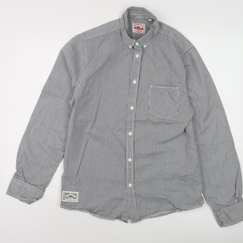Duffer Men's Blue Striped Long Sleeve Shirt