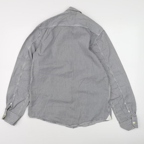 Duffer Men's Blue Striped Long Sleeve Shirt