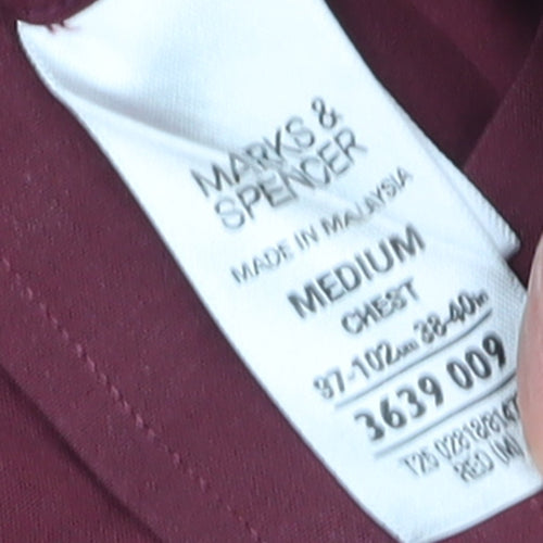 Marks and Spencer Men's Red Short Sleeve Shirt