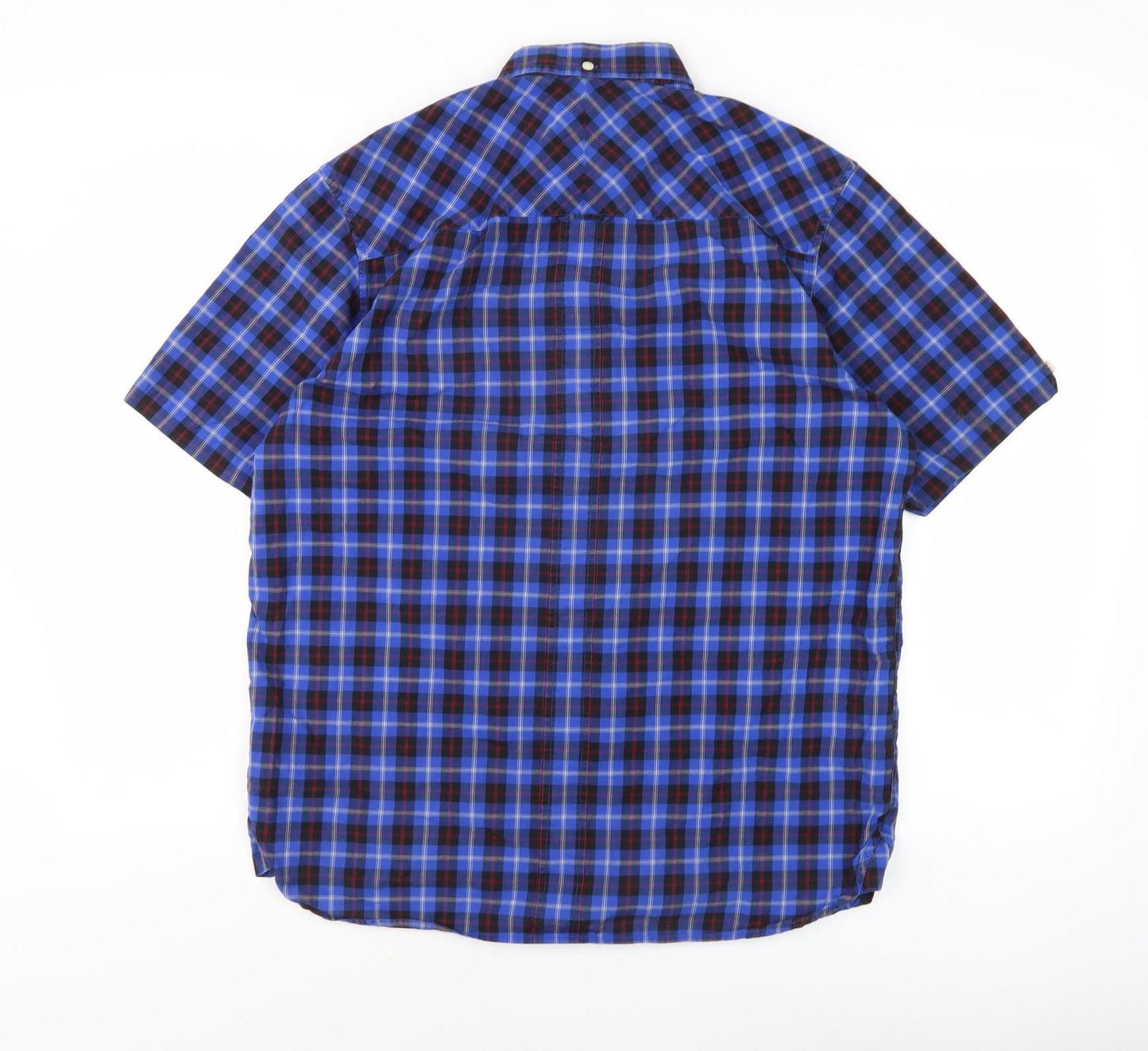 Fred Perry Men's Blue Plaid Button-Up Shirt M