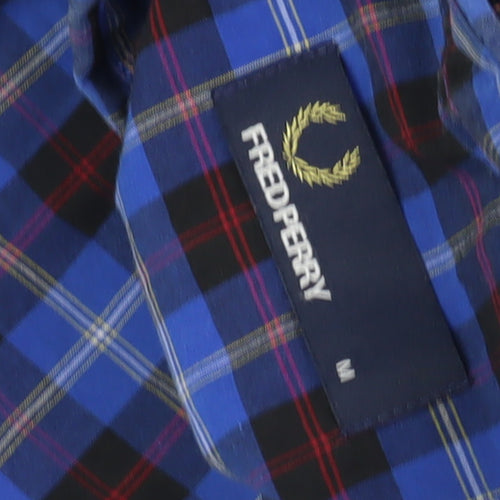 Fred Perry Men's Blue Plaid Button-Up Shirt M