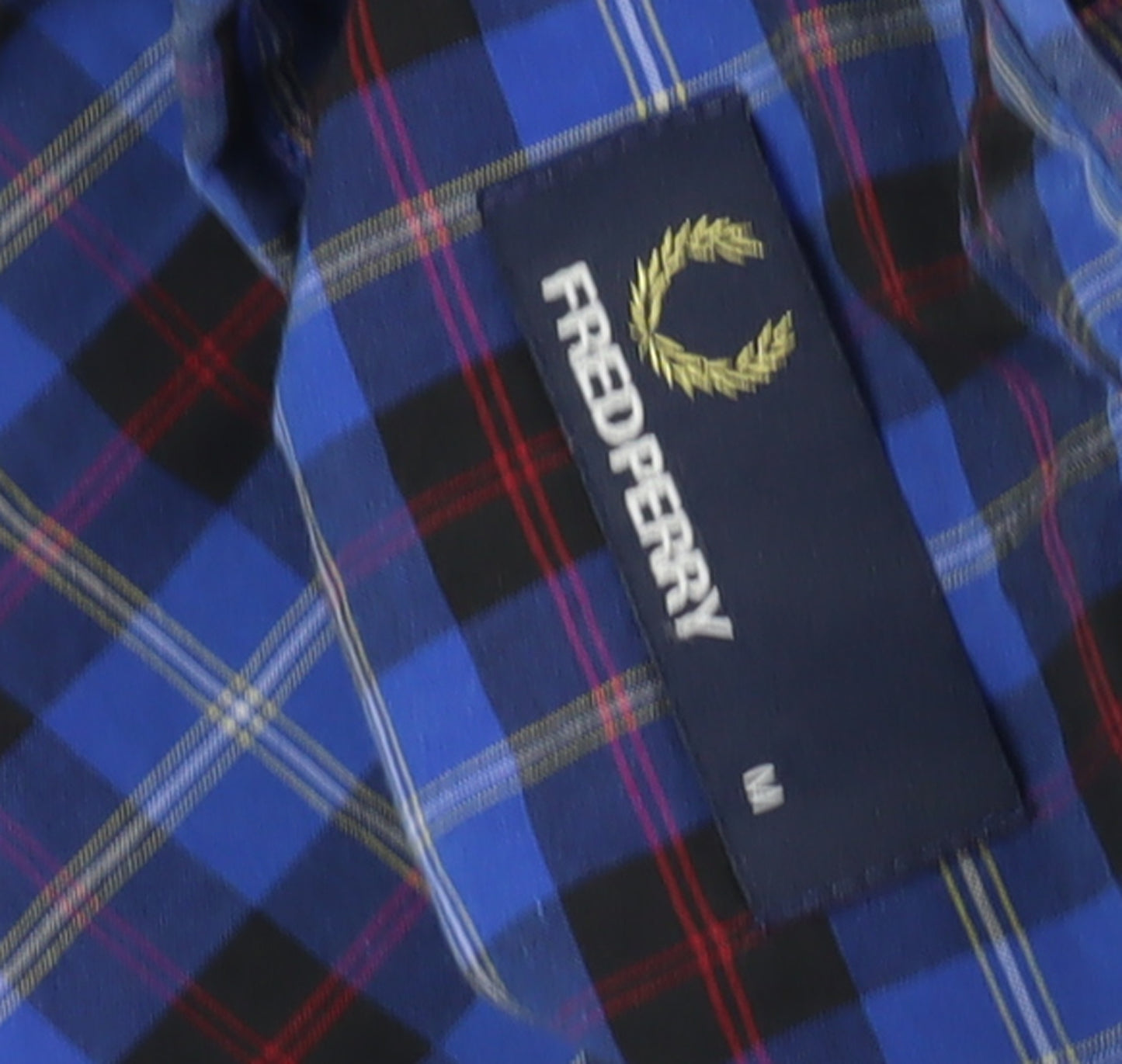 Fred Perry Men's Blue Plaid Button-Up Shirt M