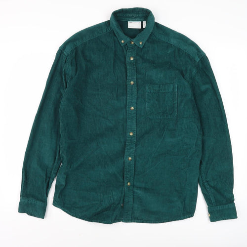 ASOS DESIGN Men's Green Corduroy Shirt, Small