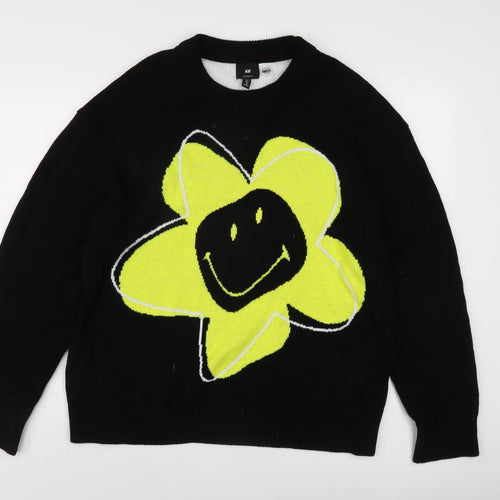 H&M Women's Black Pullover Jumper, M, Relaxed Fit