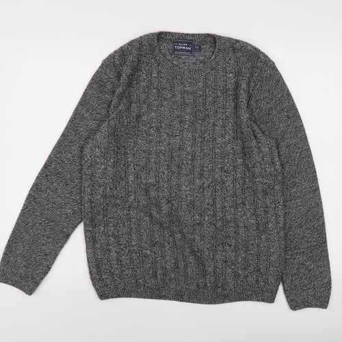 Topman Men's Grey Cable-Knit Pullover Jumper M